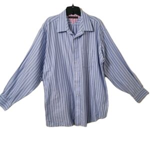 Tommy Traveler TLC The Lifetime Collar Blue Striped Dress Shirt XL
